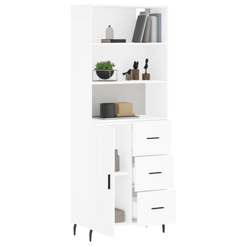 Visoka komoda bijela 69,5x34x180 cm konstruirano drvo