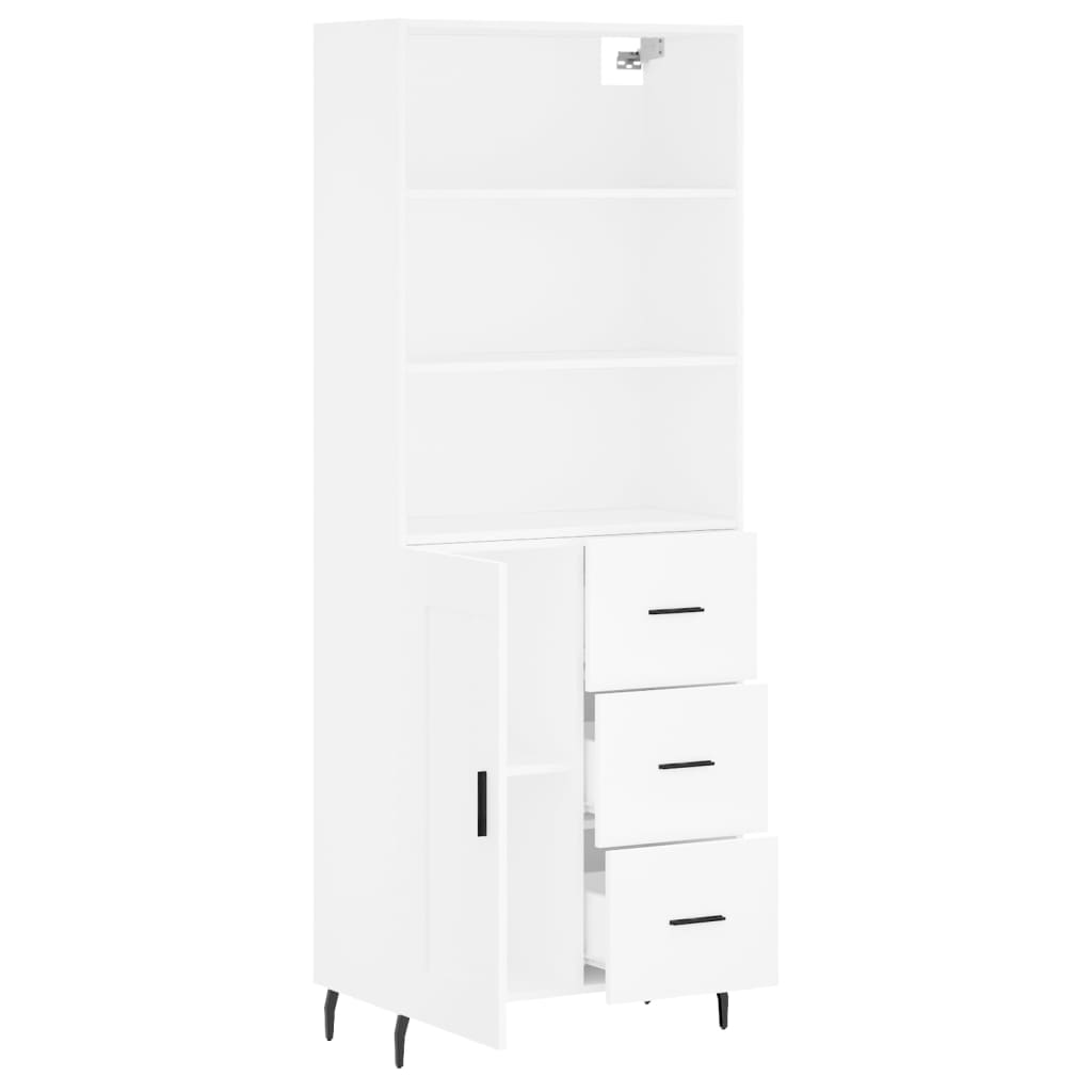 Visoka komoda bijela 69,5x34x180 cm konstruirano drvo