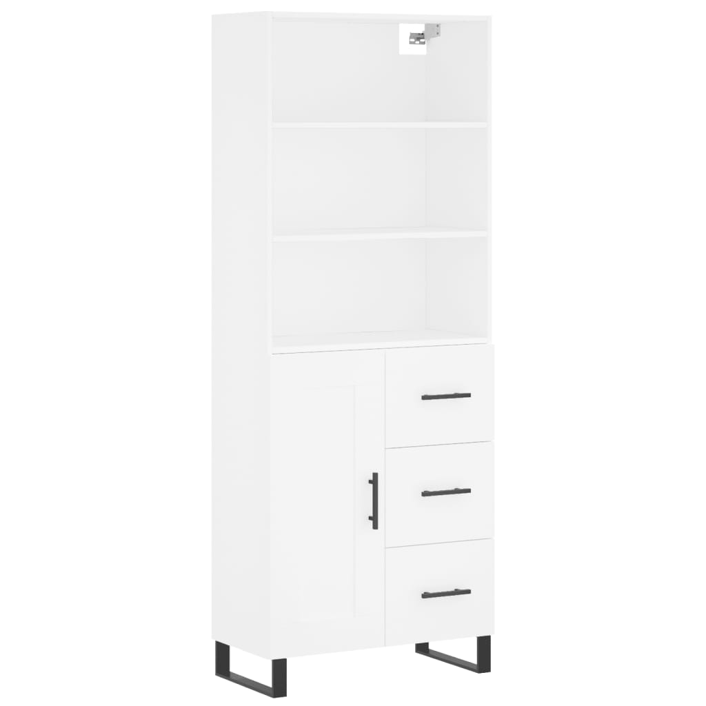 Visoka komoda bijela 69,5x34x180 cm konstruirano drvo