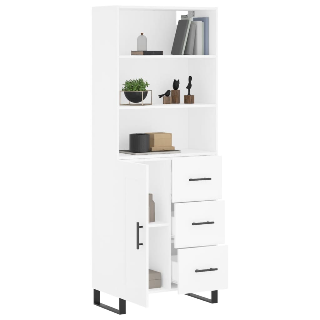 Visoka komoda bijela 69,5x34x180 cm konstruirano drvo