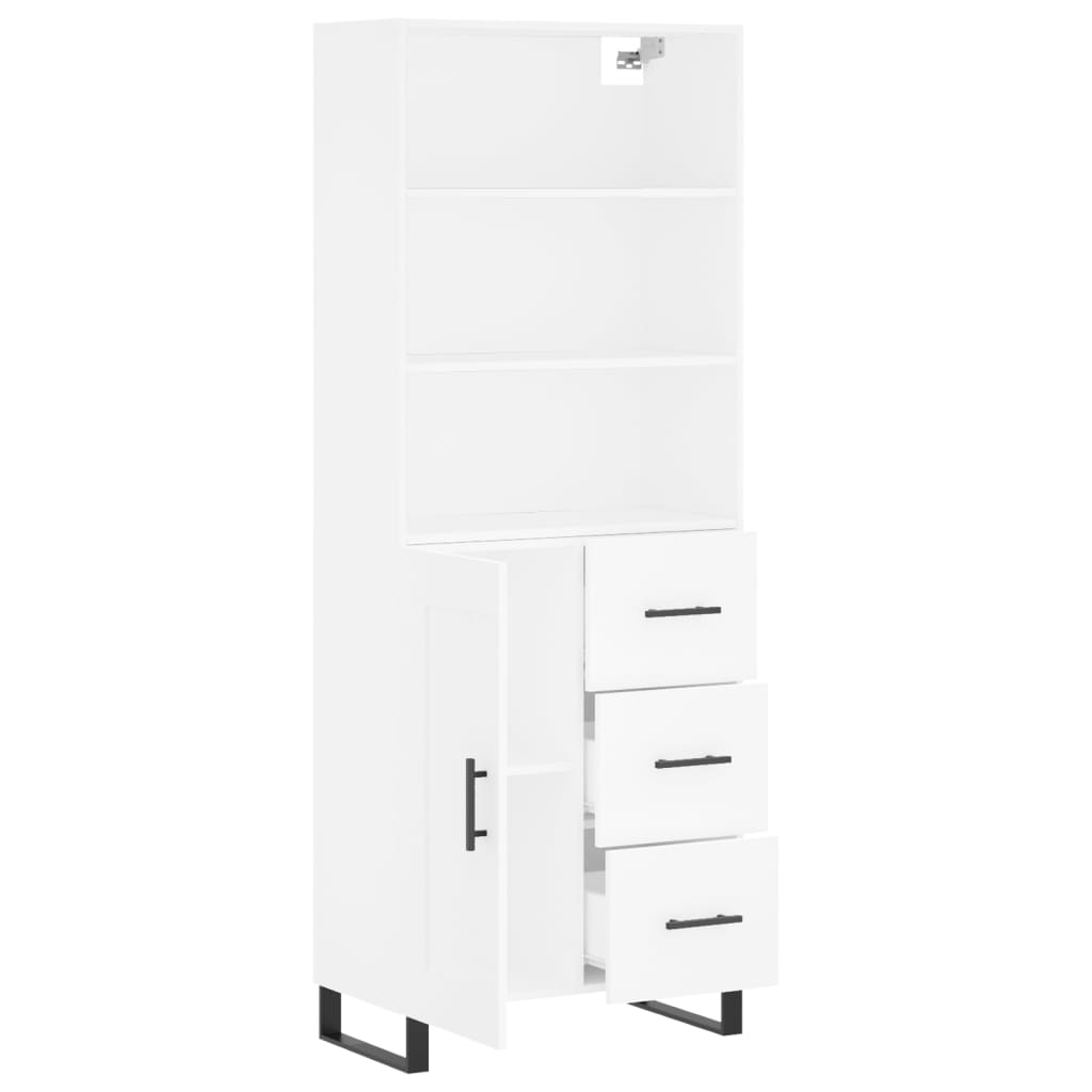 Visoka komoda bijela 69,5x34x180 cm konstruirano drvo