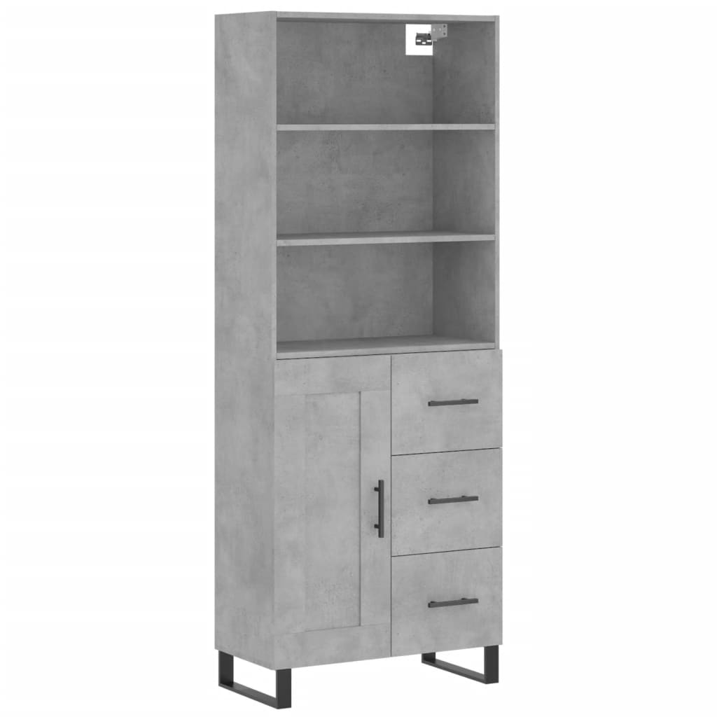 Visoka komoda siva betona 69,5x34x180 cm od konstruiranog drva