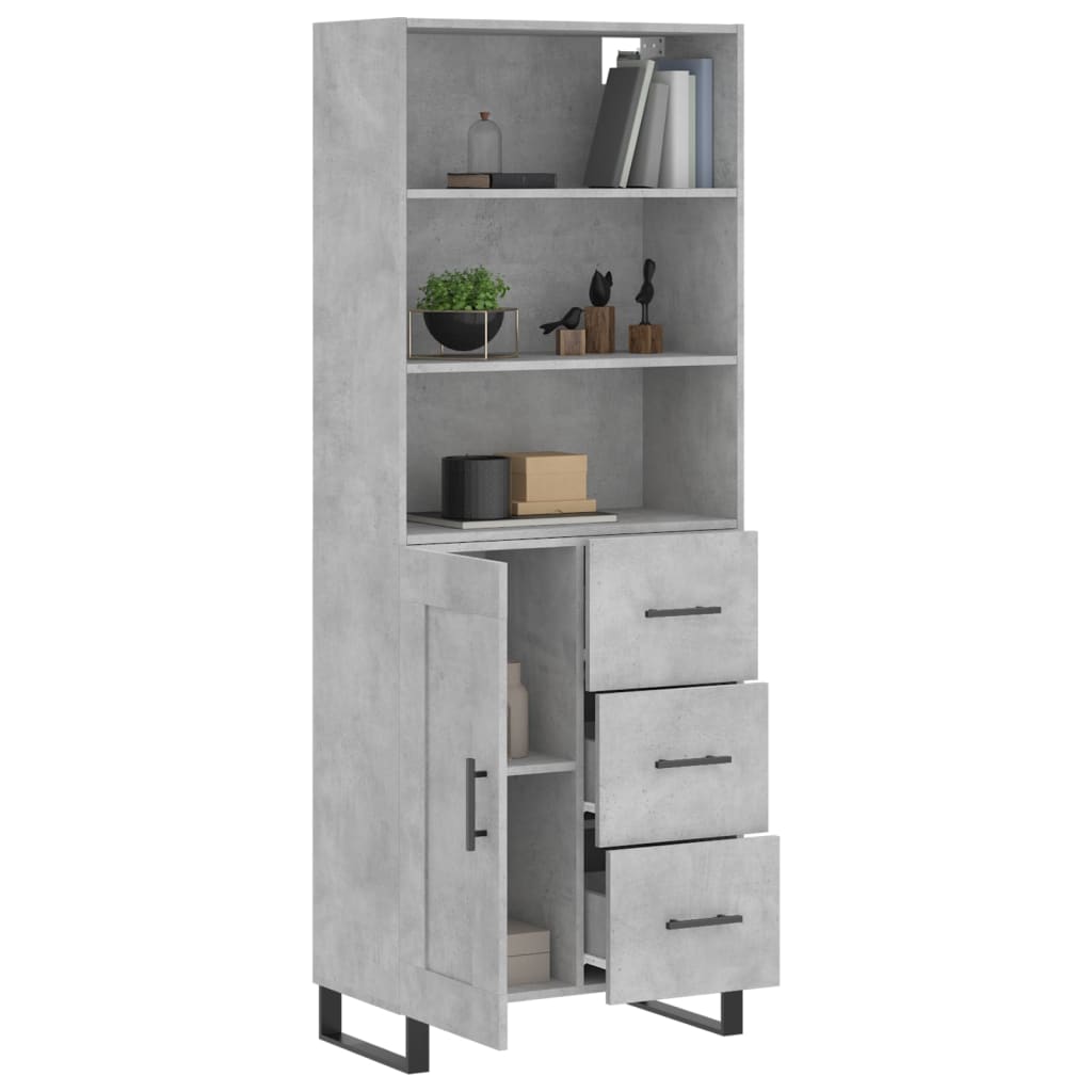 Visoka komoda siva betona 69,5x34x180 cm od konstruiranog drva