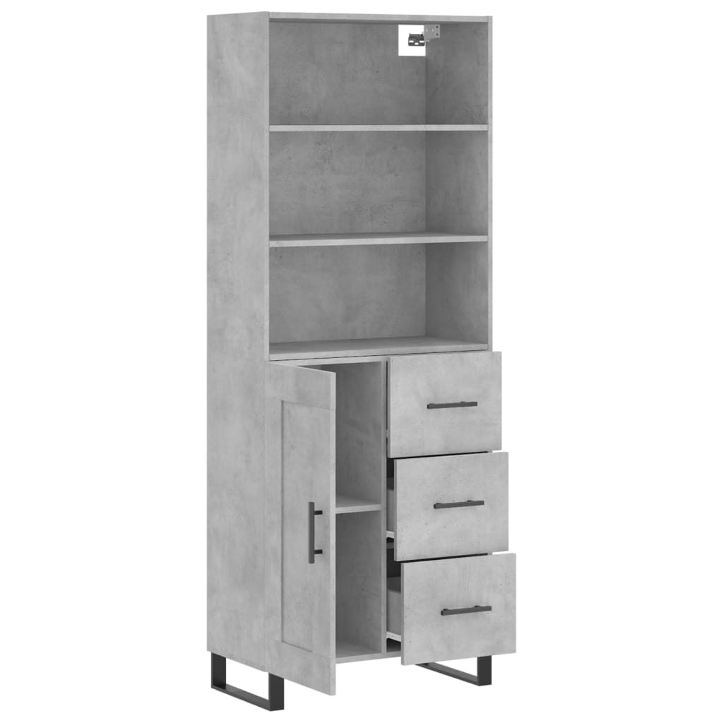 Visoka komoda siva betona 69,5x34x180 cm od konstruiranog drva