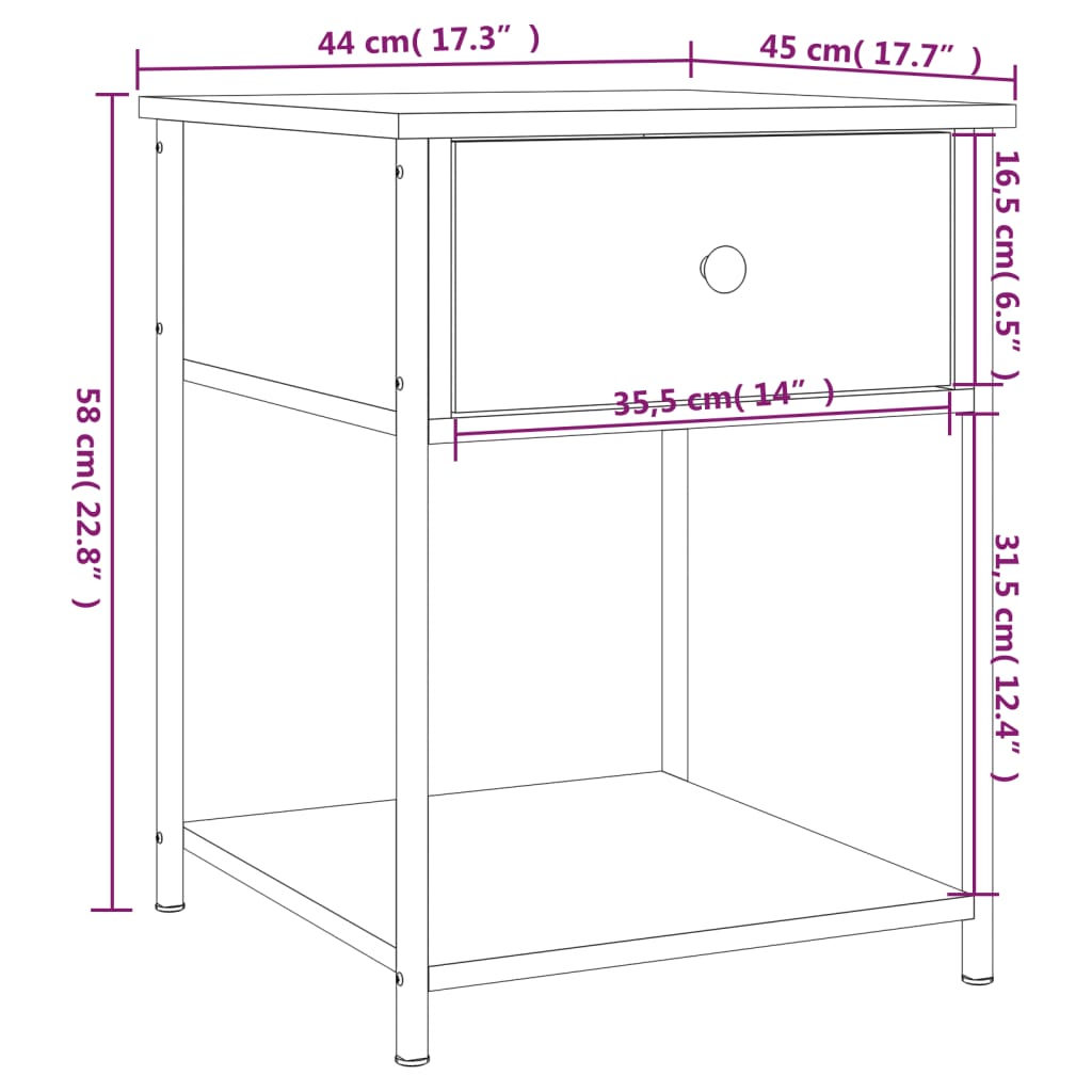 Noćni ormarići 2 kom crni 44 x 45 x 58 cm od konstruiranog drva