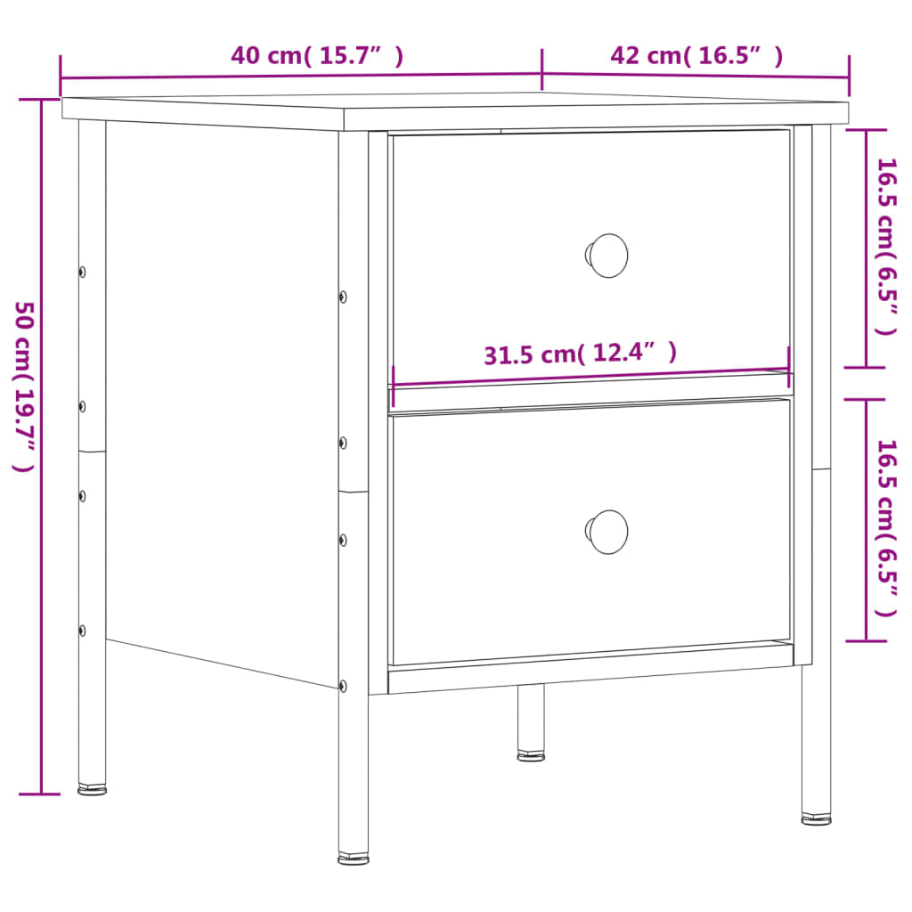 Noćni ormarići 2 kom crni 40 x 42 x 50 cm od konstruiranog drva
