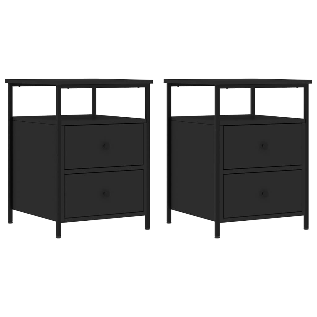 Noćni ormarići 2 kom crni 44 x 45 x 60 cm od konstruiranog drva