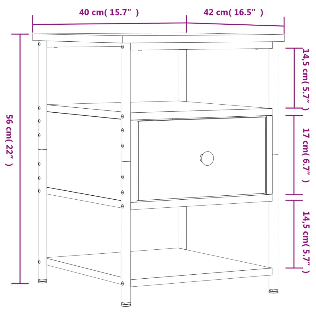 Noćni ormarići 2 kom crni 40 x 42 x 56 cm od konstruiranog drva