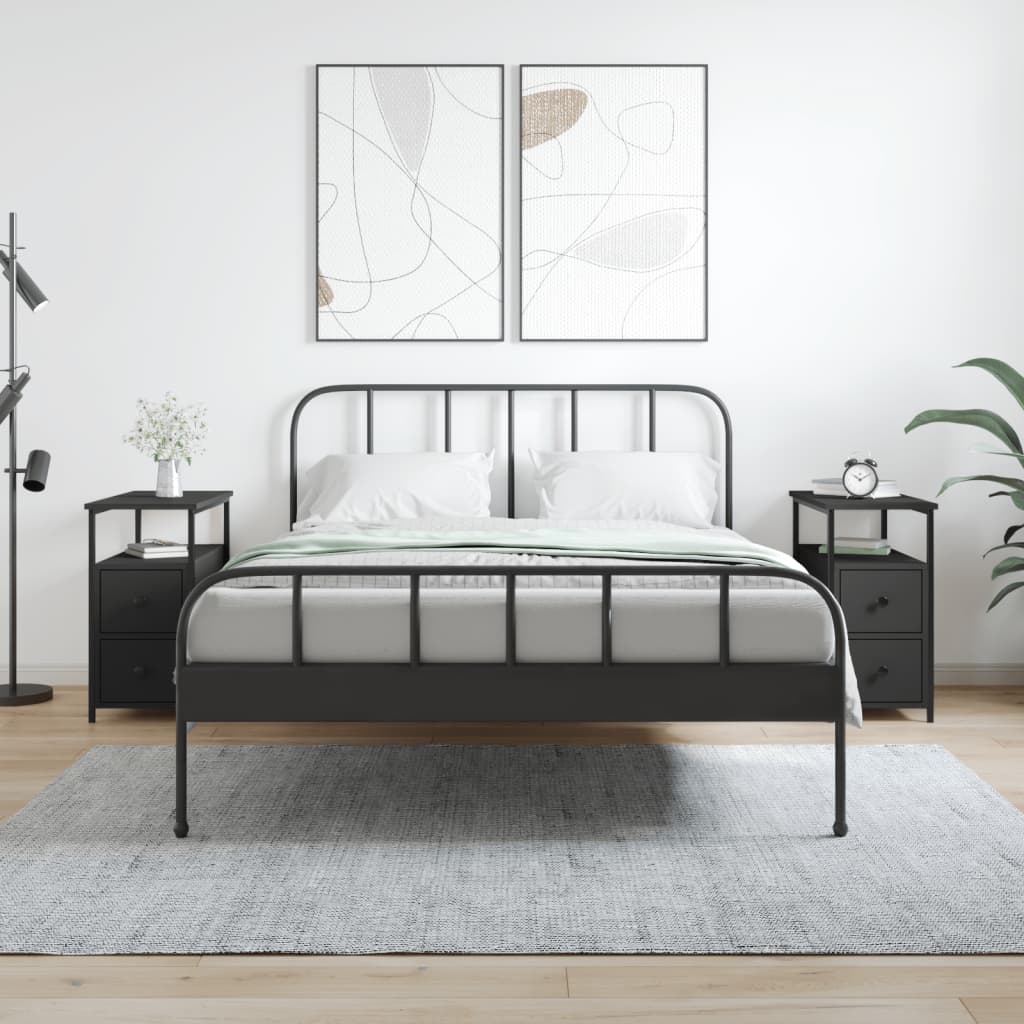 Noćni ormarići 2 kom crni 30 x 60 x 60 cm od konstruiranog drva
