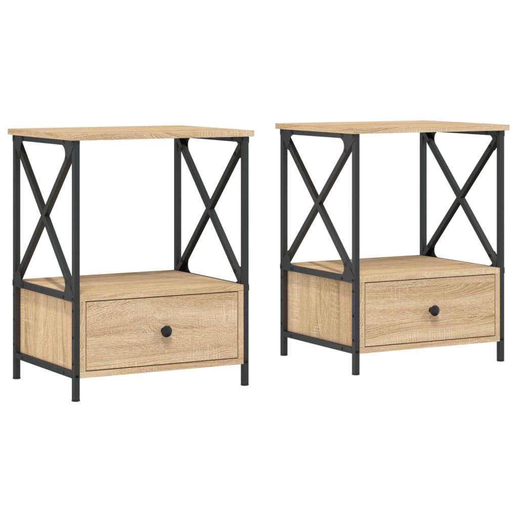 Noćni ormarići 2 kom boja hrasta 50x41x65 cm konstruirano drvo