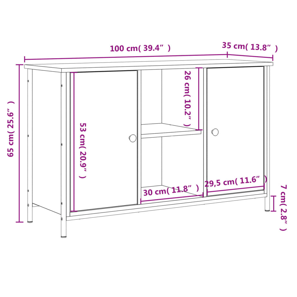 TV ormarić crni 100 x 35 x 65 cm od konstruiranog drva