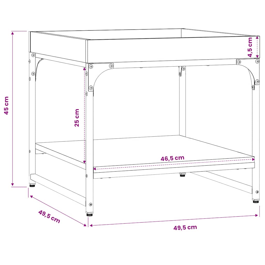 Stolić za kavu crni 49,5 x 49,5 x 45 cm od konstruiranog drva