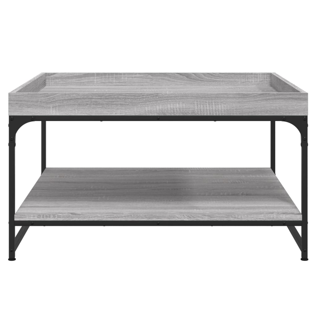 Stolić za kavu siva boja hrasta 80x80x45 cm od drva i željeza