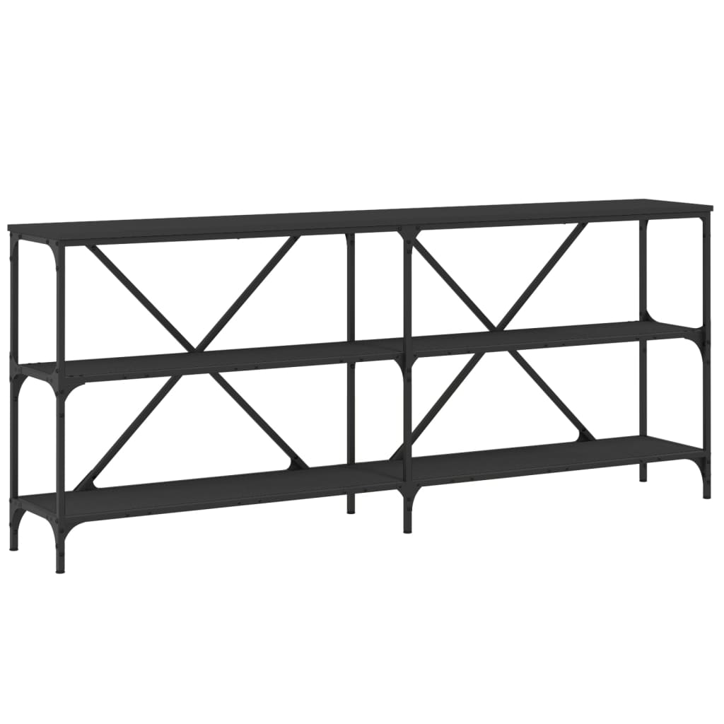 Konzolni stol crni 180x30x75 cm od konstruiranog drva i željeza