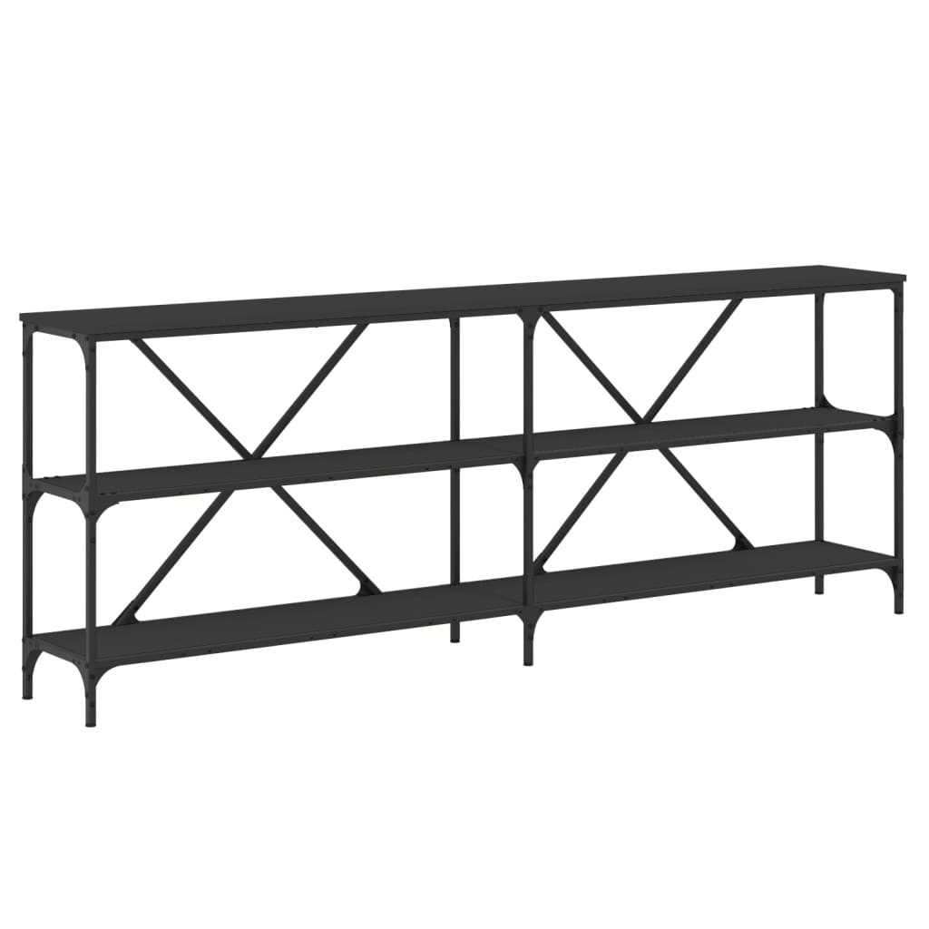 Konzolni stol crni 200x30x75 cm od konstruiranog drva i željeza