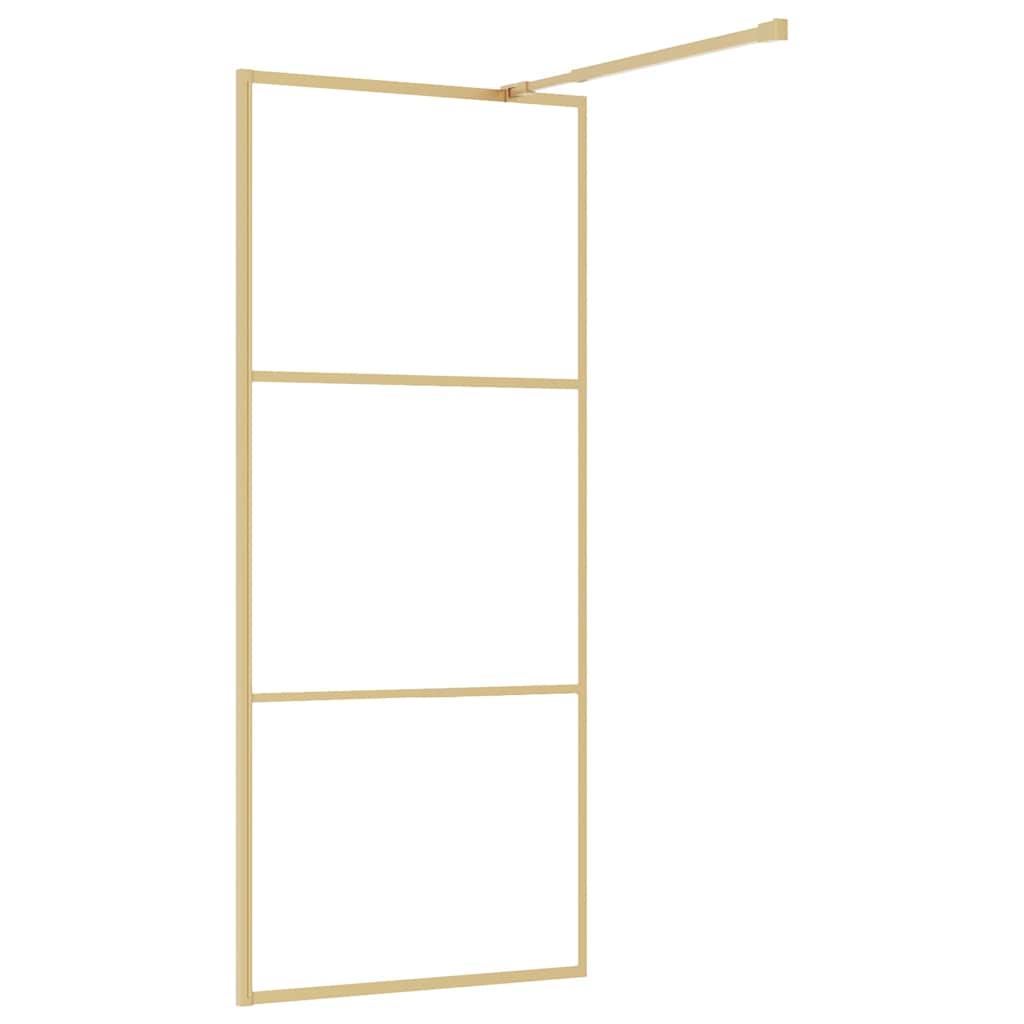 Stijenka za walk-in tuš sa staklom ESG zlatna 90 x 195 cm