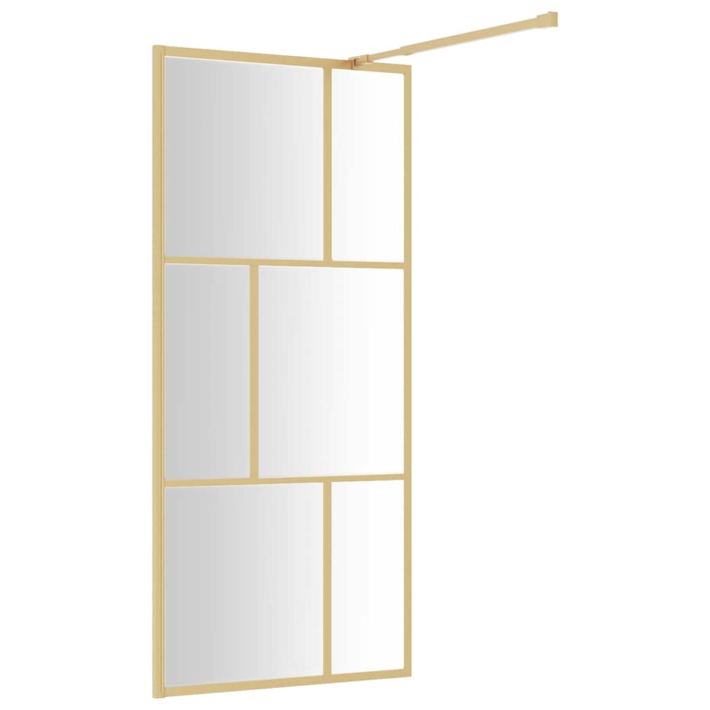 Stijenka za walk-in tuš s prozirnim staklom ESG zlatna 80x195cm