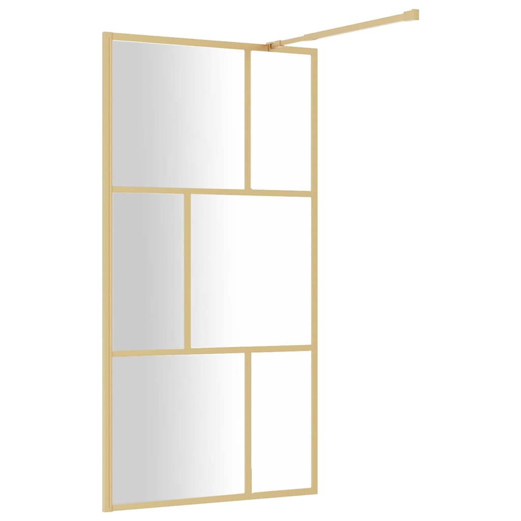 Stijenka za walk-in tuš sa staklom ESG zlatna 100 x 195 cm