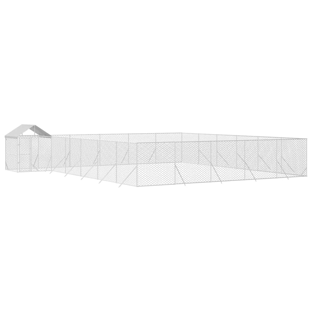 Vanjski kavez za pse s krovom srebrni 12 x 12 x 2,5 m čelični