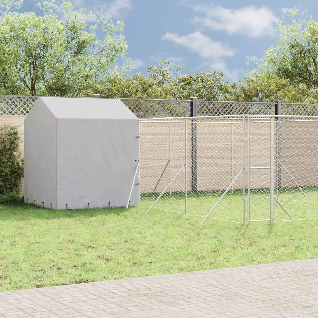 Vanjski kavez za pse s krovom srebrni 6x6x2,5 m pocinčani čelik