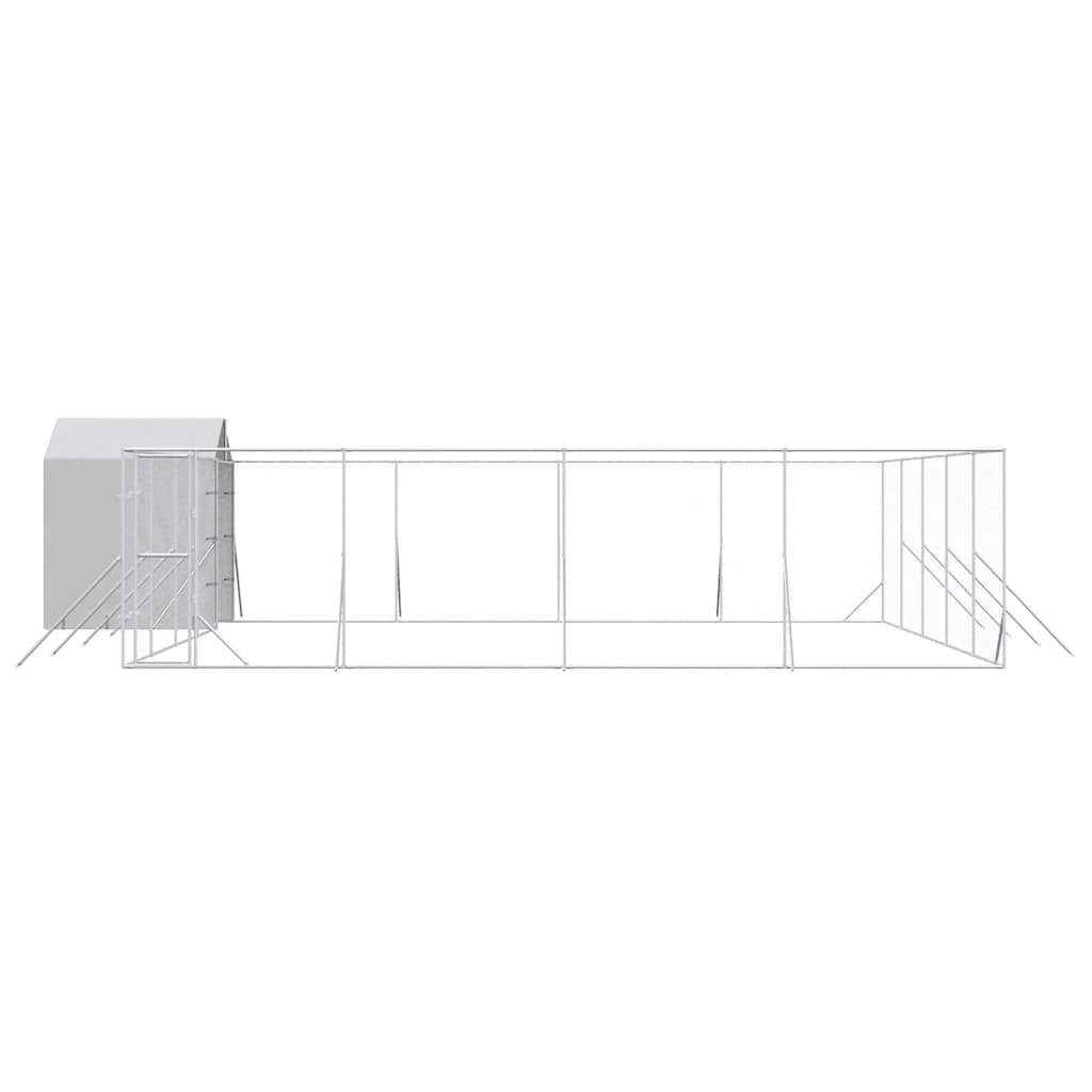 Vanjski kavez za pse s krovom srebrni 10 x 10 x 2,5 m čelični