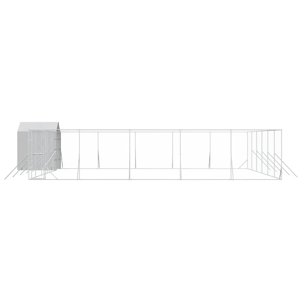 Vanjski kavez za pse s krovom srebrni 12 x 12 x 2,5 m čelični