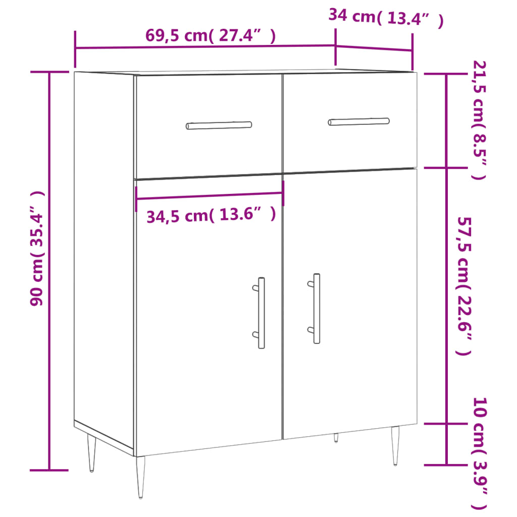 Komoda boja hrasta sonome 69,5x34x90 cm od konstruiranog drva