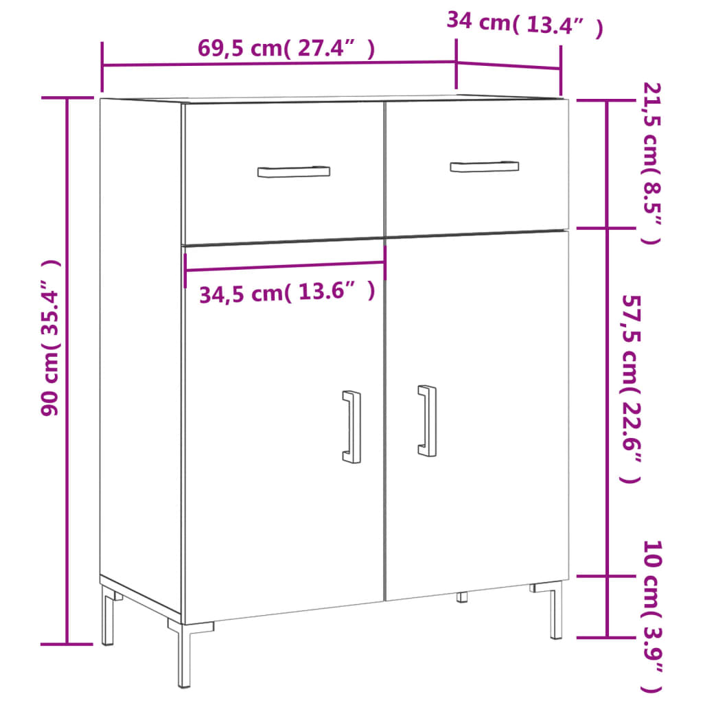 Komoda boja hrasta sonome 69,5x34x90 cm od konstruiranog drva
