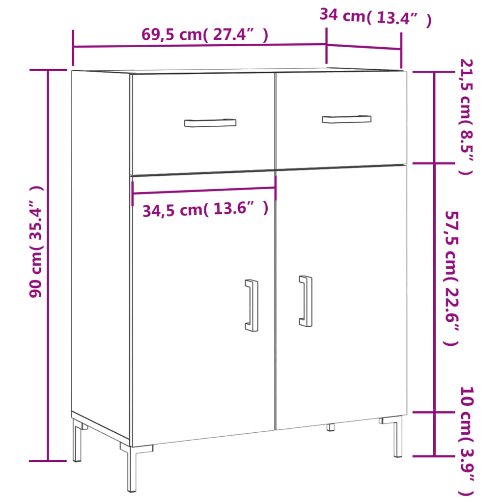 Komoda boja hrasta sonome 69,5 x 34 x 90 cm konstruirano drvo