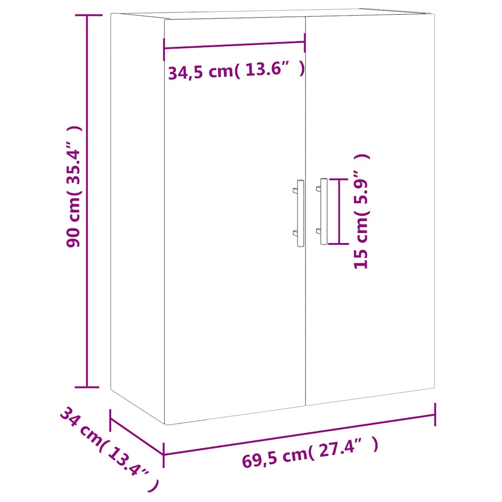 Zidni ormarić crni 69,5 x 34 x 90 cm