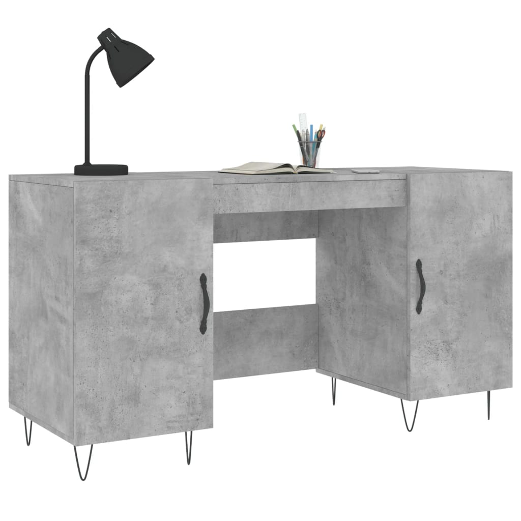 Radni stol boja betona 140 x 50 x 75 cm od konstruiranog drva