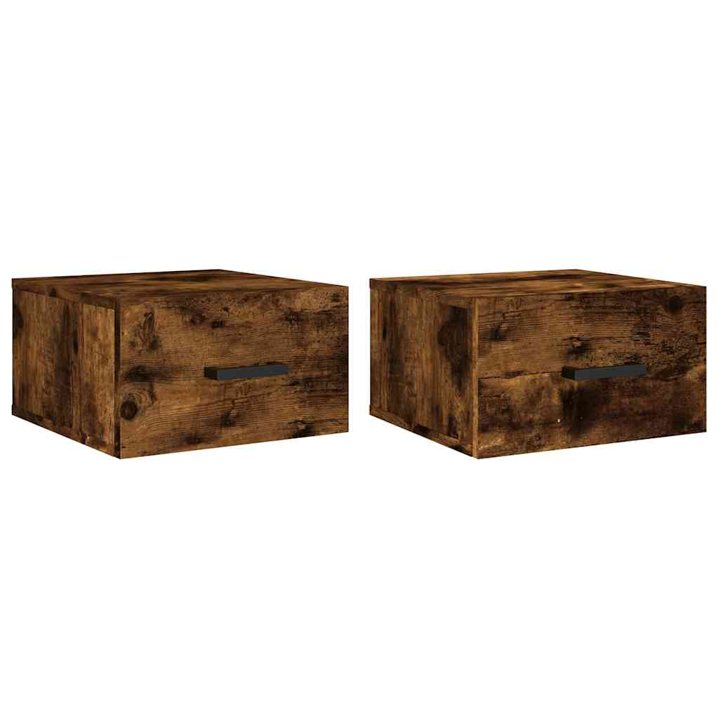 Zidni noćni ormarići 2 kom dimljenog hrasta 35x35x20 cm Smeđa
