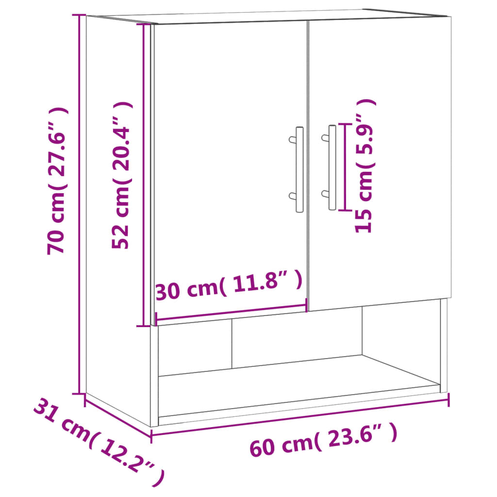 Zidni ormarić crni 60 x 31 x 70 cm od konstruiranog drva