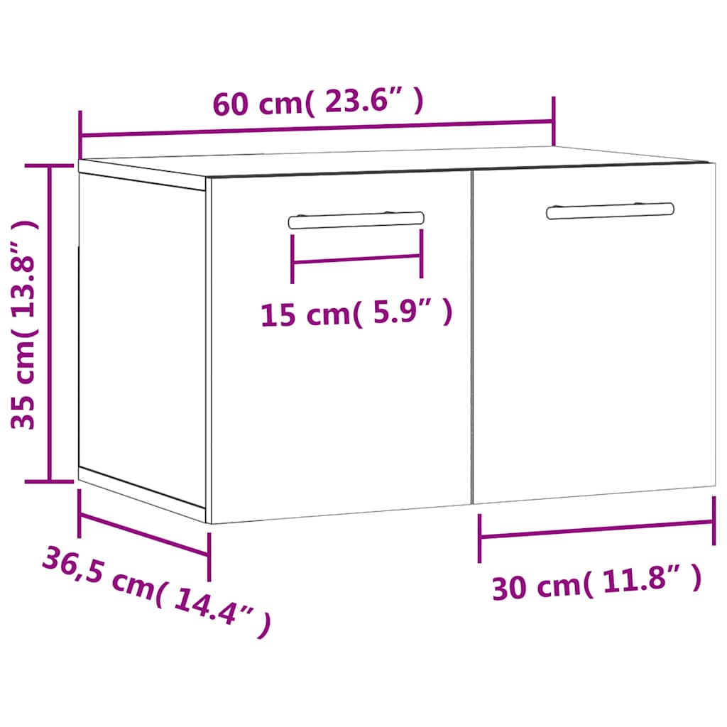Zidni ormarić boja Smeđi hrast 60x36,5x35cm konstruirano drvo