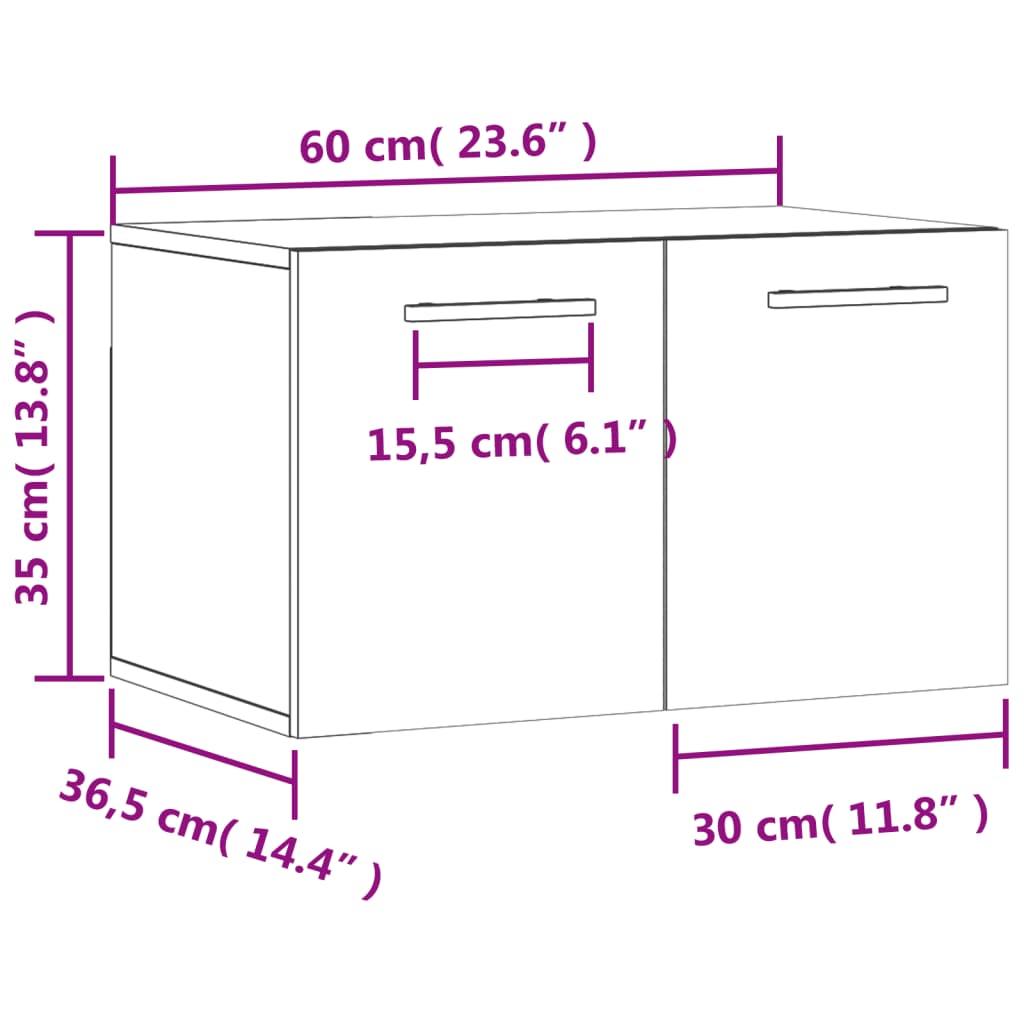 Zidni ormarić boja Smeđi hrast 60x36,5x35cm konstruirano drvo