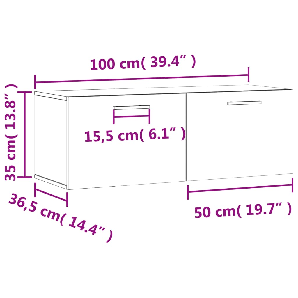 Zidni ormarić boja hrasta 100 x 36,5 x 35 cm konstruirano drvo