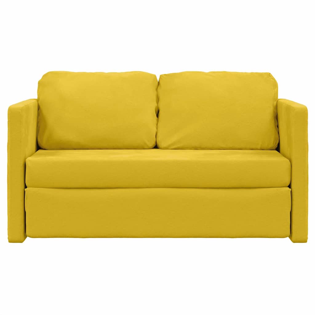 Podni kauč na razvlačenje 2-u-1 tamnožuti 122x204x55 cm baršun