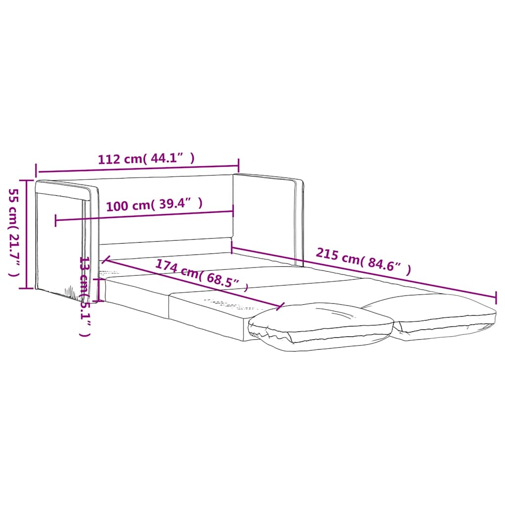 Podni kauč na razvlačenje 2-u-1 krem 112x174x55 cm od tkanine
