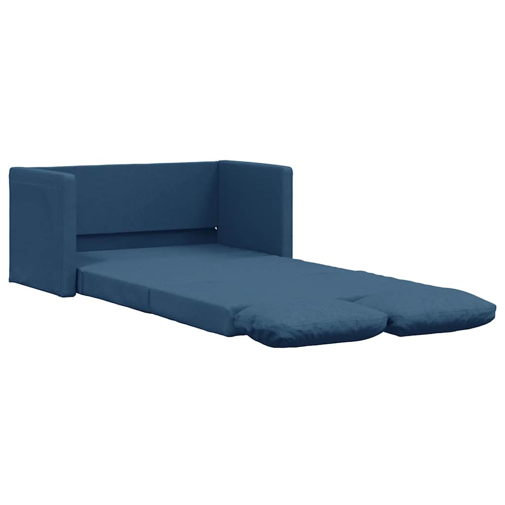 Podni kauč na razvlačenje 2-u-1 plavi 112x174x55 cm od tkanine