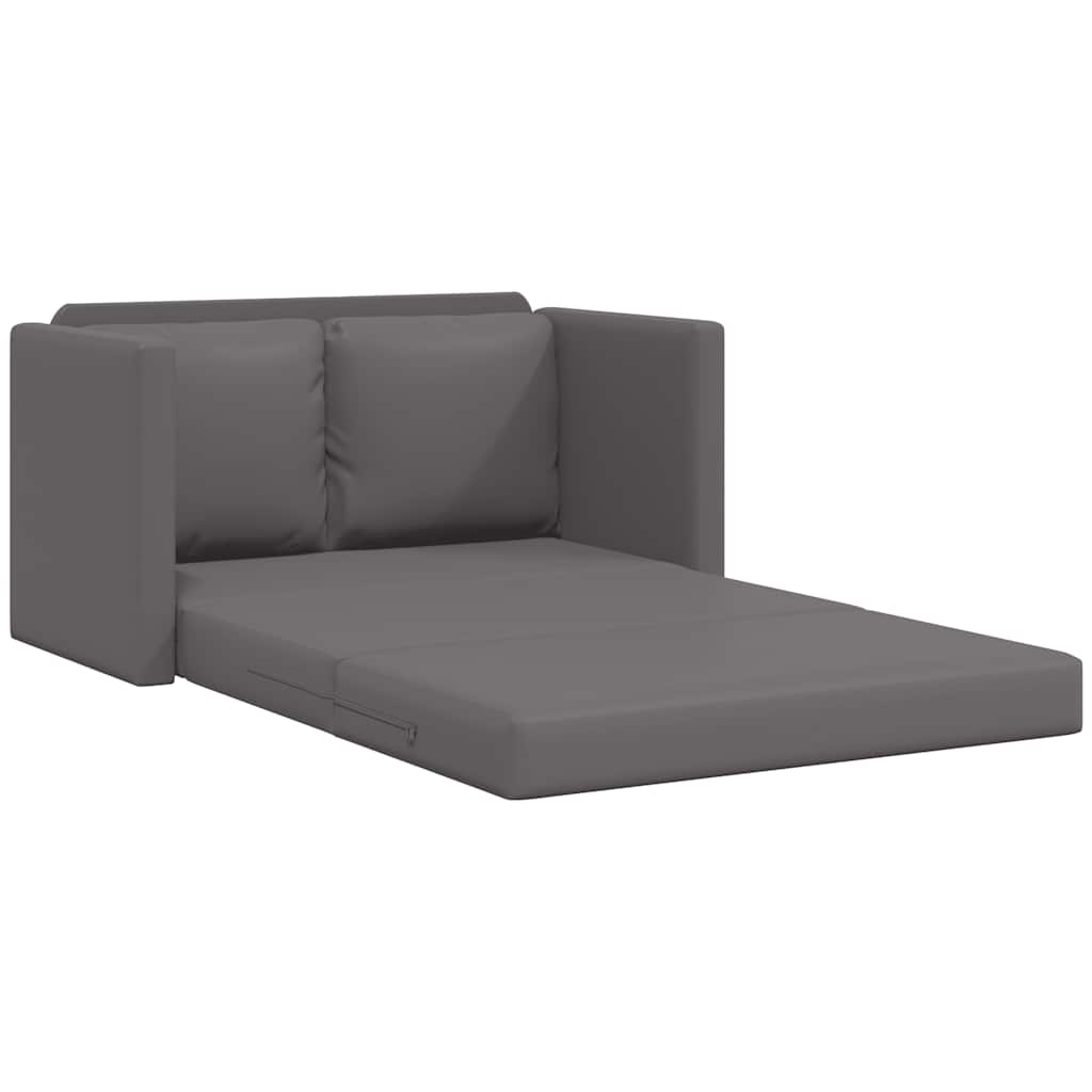 Podni kauč na razvlačenje 2-u-1 sivi 112x174x55 cm umjetna koža