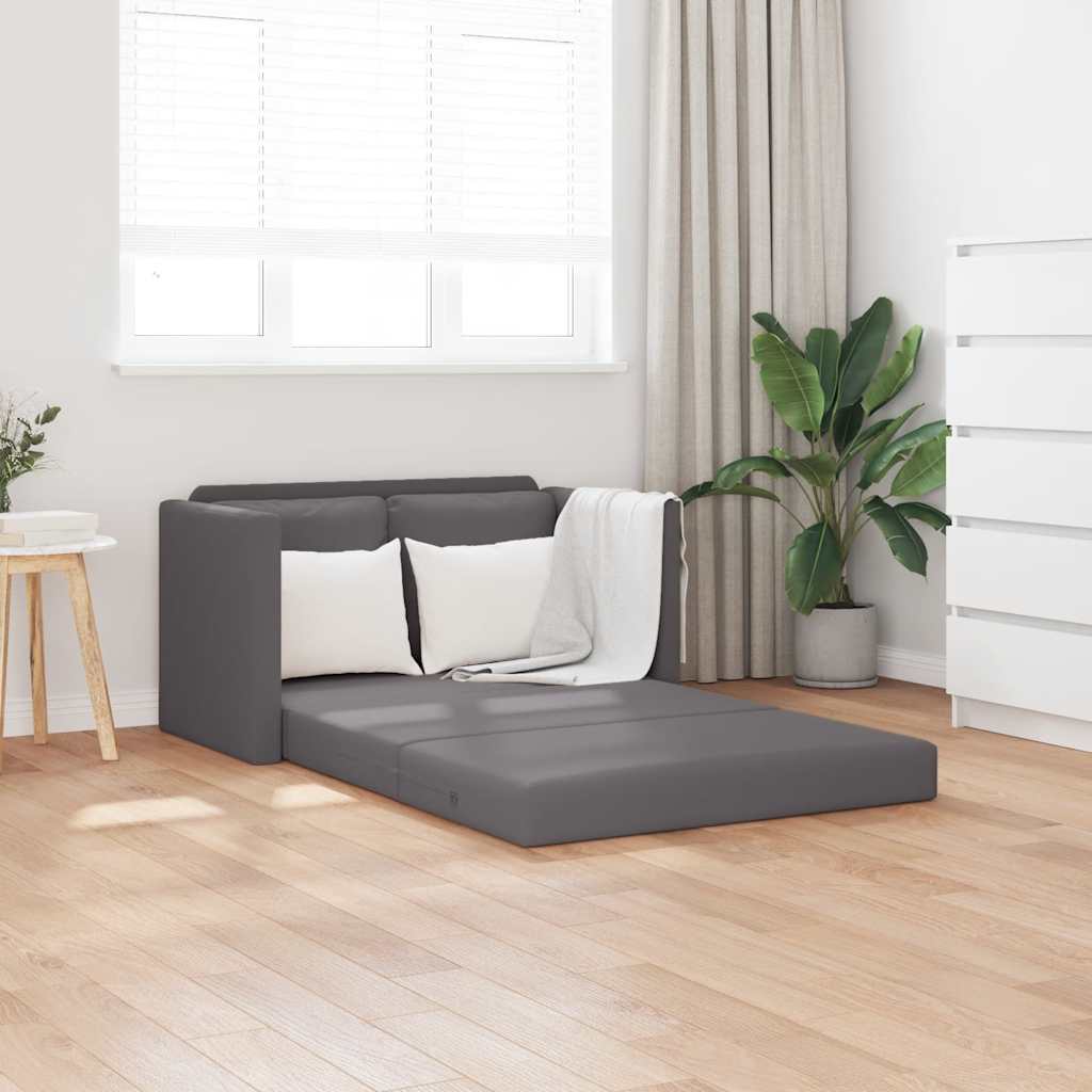 Podni kauč na razvlačenje 2-u-1 sivi 112x174x55 cm umjetna koža