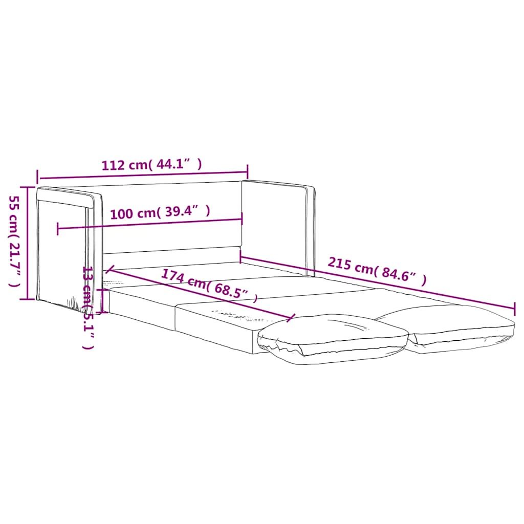 Podni kauč 2-u-1 cappuccino 112 x 174 x 55 cm od umjetne kože