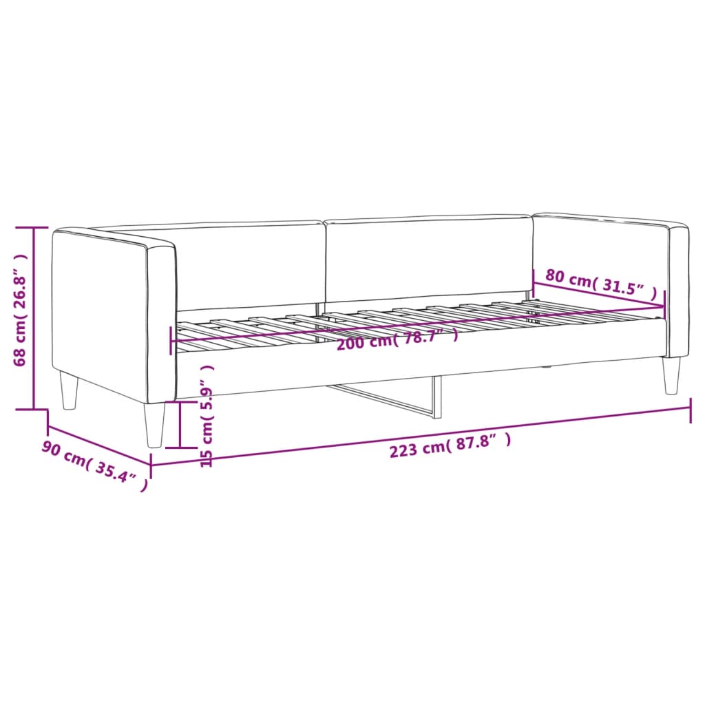 Dnevni krevet krem 80 x 200 cm od tkanine