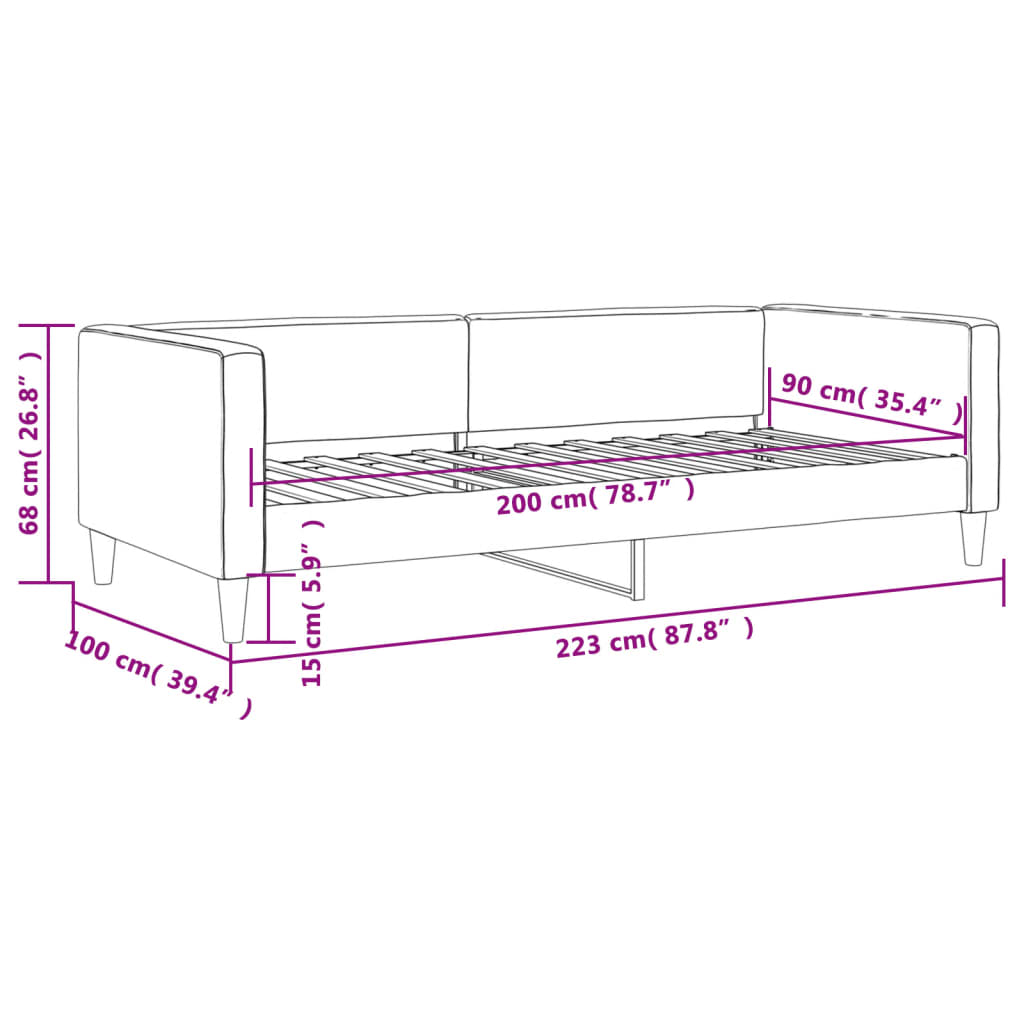 Dnevni krevet svjetlosivi 90 x 200 cm od tkanine
