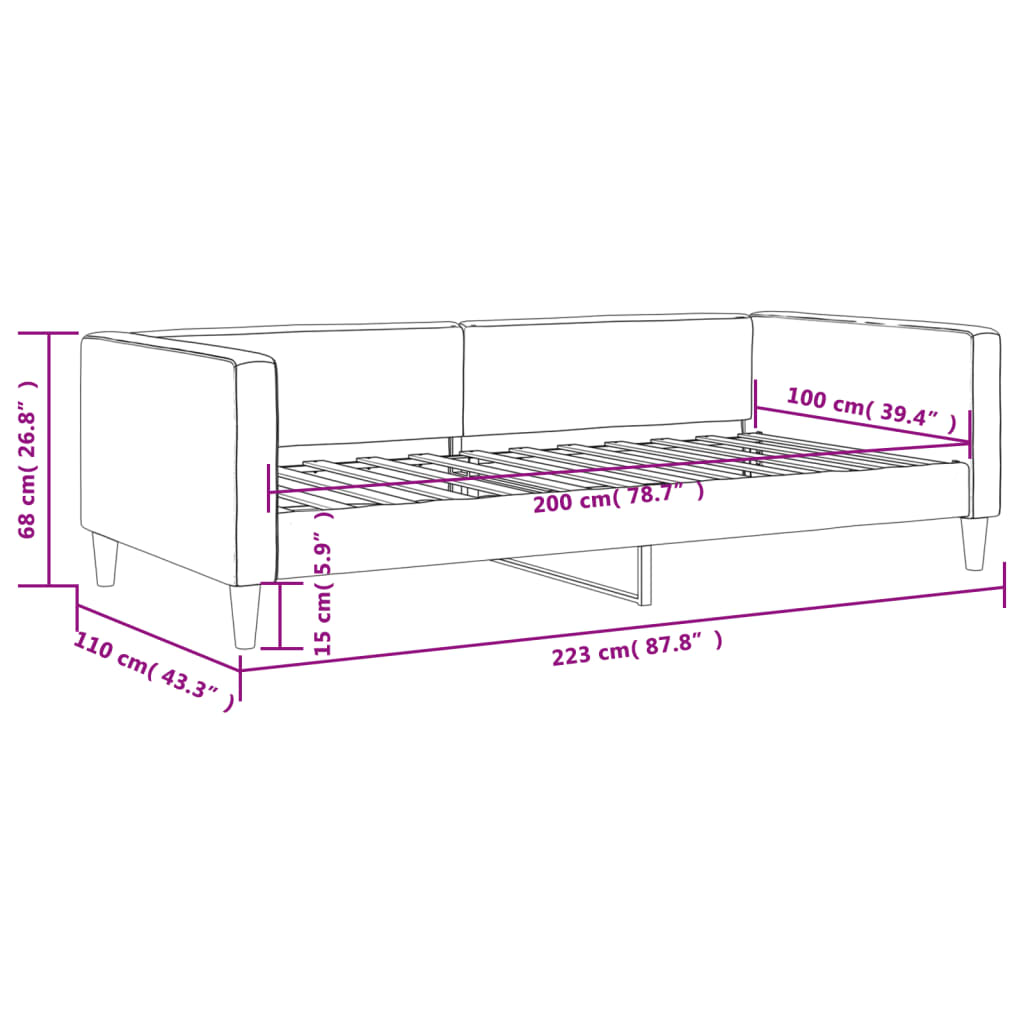 Dnevni krevet krem 100 x 200 cm od tkanine