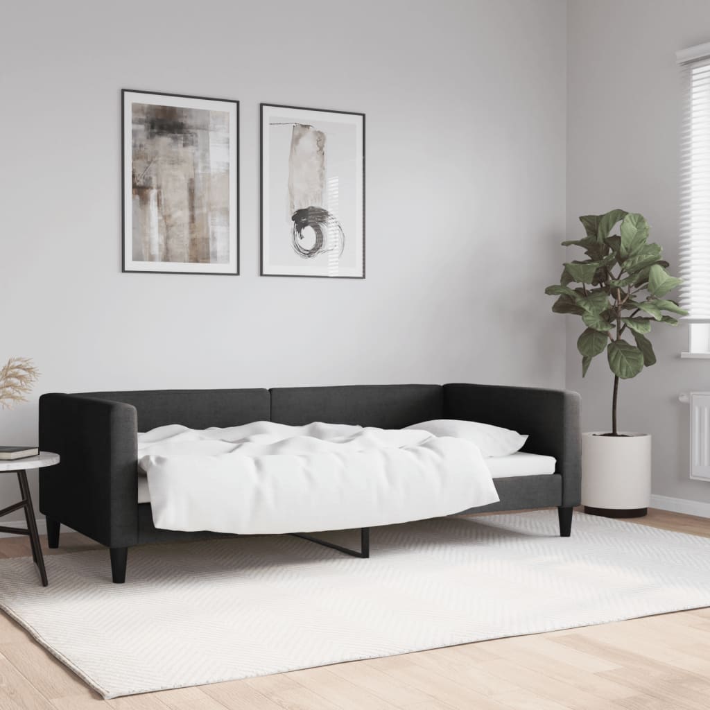 Dnevni krevet crni 90 x 190 cm od tkanine