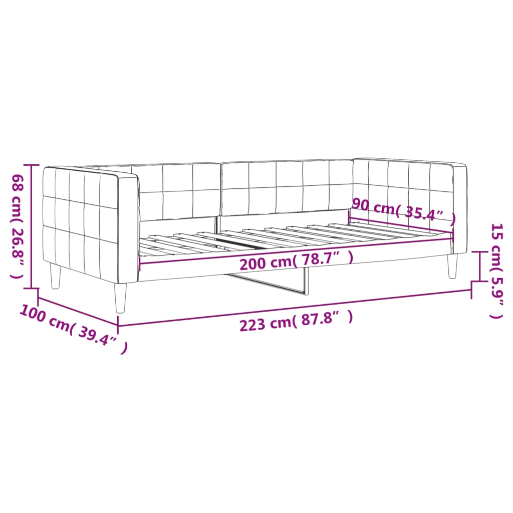 Dnevni krevet svjetlosivi 90 x 200 cm baršunasti