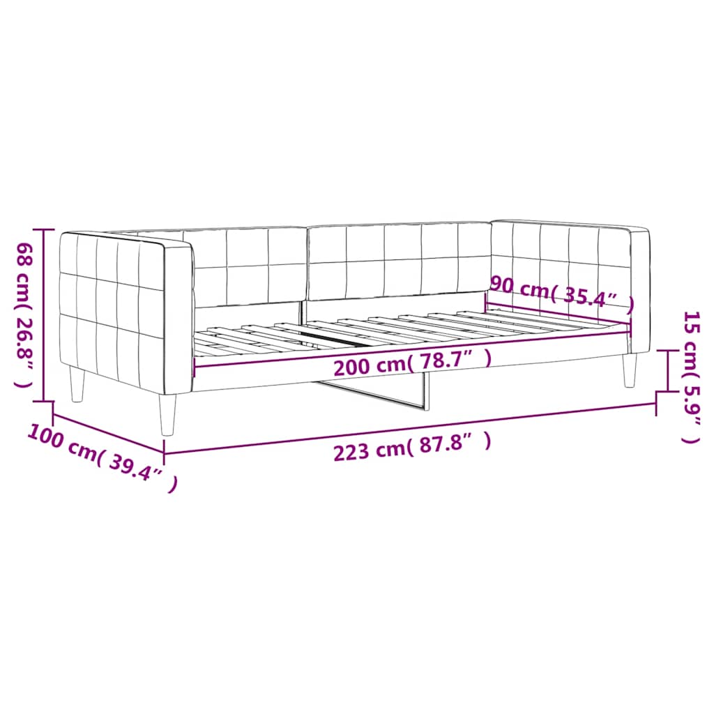 Dnevni krevet tamnozeleni 90 x 200 cm baršunasti