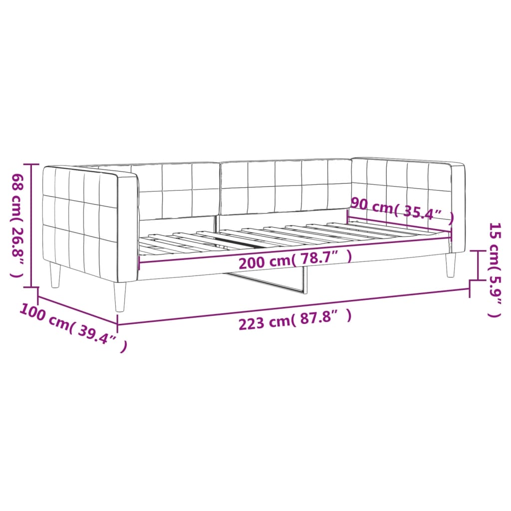 Dnevni krevet crni 90 x 200 cm baršunasti