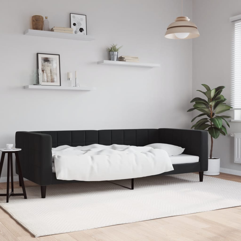 Dnevni krevet crni 90 x 200 cm baršunasti